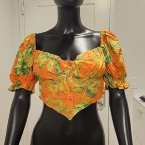 SHEIN Green and Orange Top with Vibrant Design